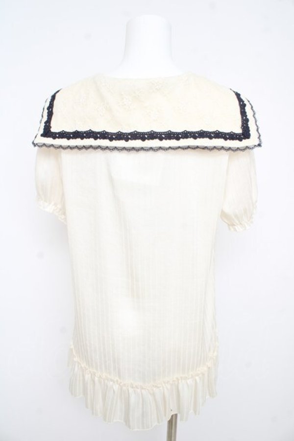 画像2: axes femme / レースラインマリンブラウス  生成り Y-26-02-09-059-AX-BL-SZ-ZY (2)