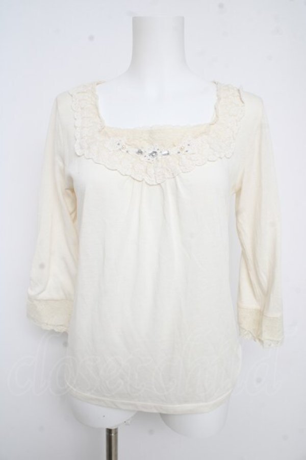 画像1: axes femme / ビジュー付きカットソー  生成り Y-26-02-09-061-AX-TO-SZ-ZY (1)