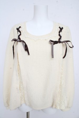 画像: axes femme / 編み上げニットプルオーバー  生成り Y-26-02-09-064-AX-TO-SZ-ZY