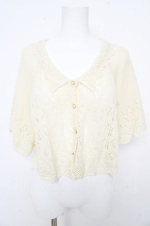 画像: axes femme / 透かしレース使いカーディガン  生成り Y-26-02-09-066-AX-TO-SZ-ZY