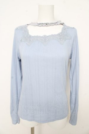 画像: axes femme / チョーカー風テレコカットソー M サックス Y-26-02-09-067-AX-TO-SZ-ZY