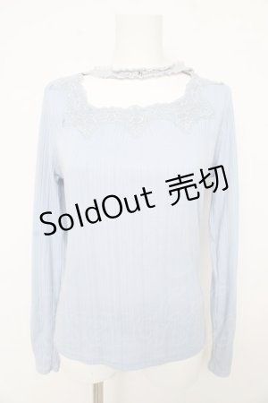 画像: axes femme / チョーカー風テレコカットソー M サックス Y-26-02-09-067-AX-TO-SZ-ZY