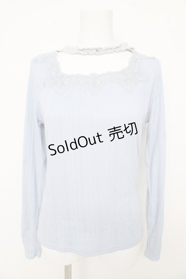 画像1: axes femme / チョーカー風テレコカットソー M サックス Y-26-02-09-067-AX-TO-SZ-ZY (1)