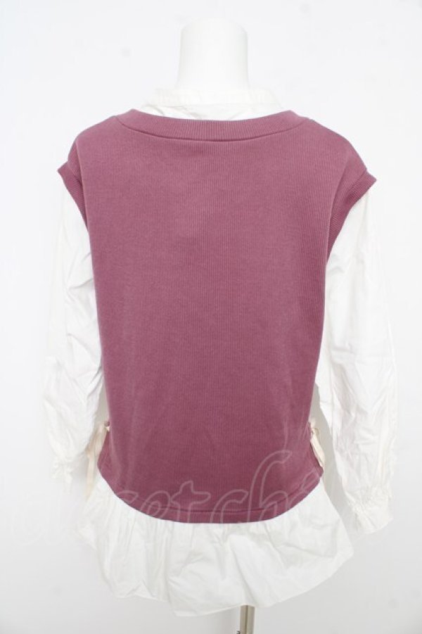 画像2: axes femme / 重ね着風ニットベストシャツ  白×ピンク Y-26-02-09-071-AX-TO-SZ-ZY (2)