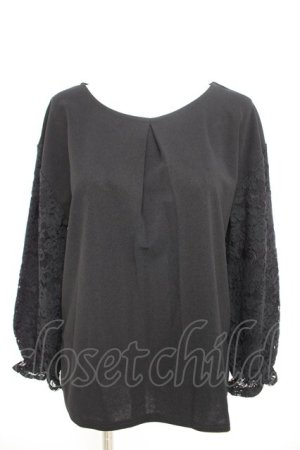 画像: axes femme / 袖レースカットソー  黒 Y-26-02-09-078-AX-TO-SZ-ZY