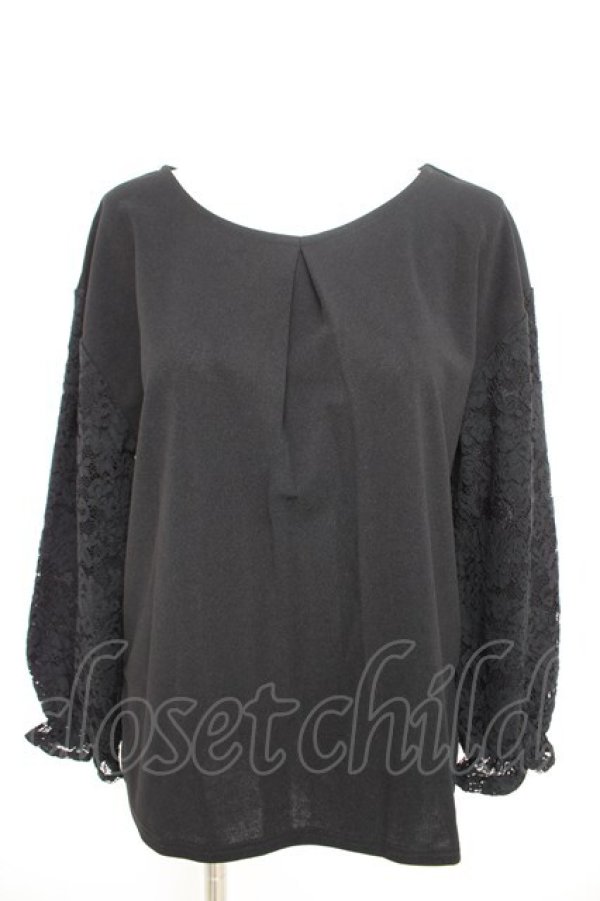 画像1: axes femme / 袖レースカットソー  黒 Y-26-02-09-078-AX-TO-SZ-ZY (1)