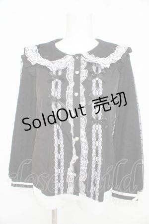 画像: NOEMIE / フロントレースリボンブラウス  黒 Y-26-02-09-084-LO-BL-SZ-ZY