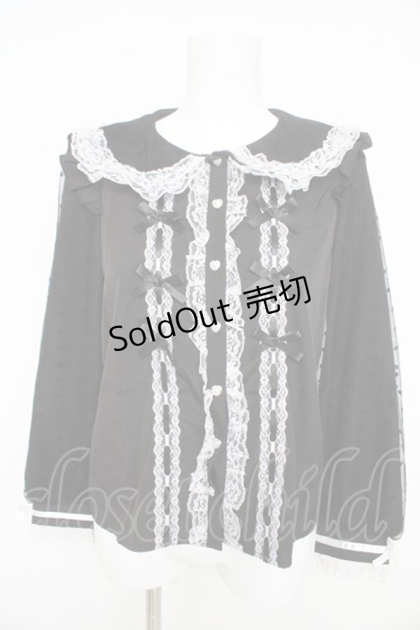 画像1: NOEMIE / フロントレースリボンブラウス  黒 Y-26-02-09-084-LO-BL-SZ-ZY (1)