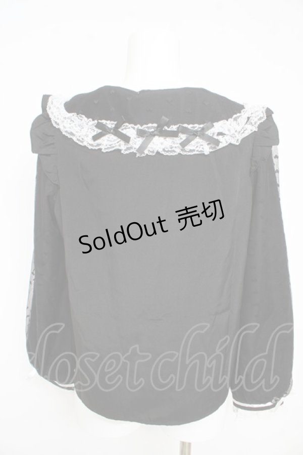 画像2: NOEMIE / フロントレースリボンブラウス  黒 Y-26-02-09-084-LO-BL-SZ-ZY (2)