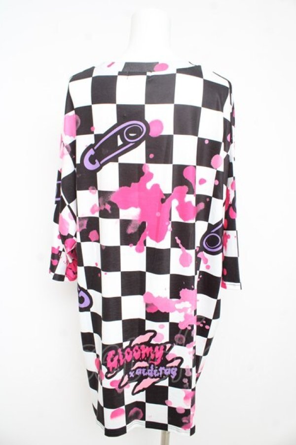 画像2: ACDC RAG / チェックグルーミー ヒュージTシャツ  黒×白 Y-26-02-09-098-PU-TO-SZ-ZY (2)