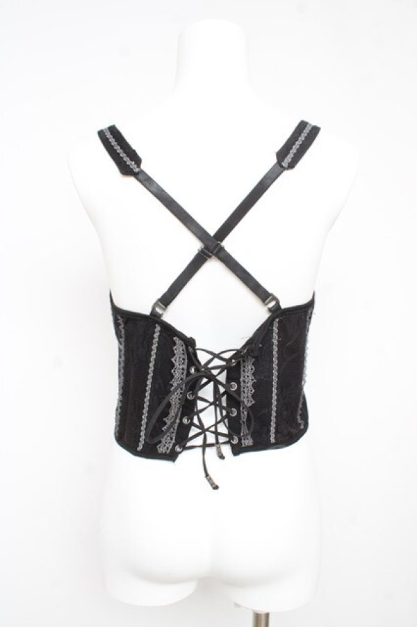 画像2: Ozz oneste / 薔薇刺繍アンダーバストコルセット  黒 Y-26-02-09-102-OO-TO-SZ-ZY (2)
