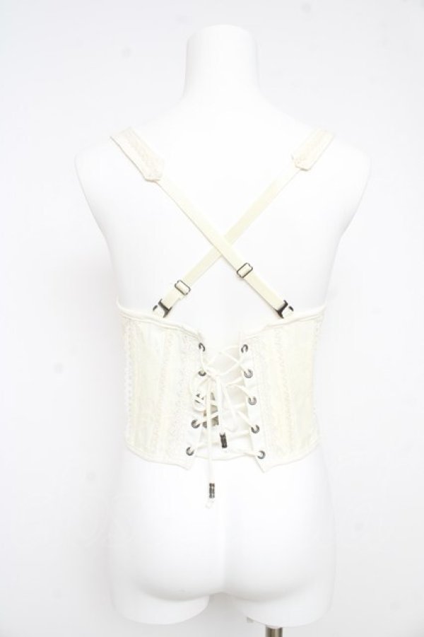画像2: Ozz oneste / 薔薇刺繍アンダーバストコルセット  白 Y-26-02-09-103-OO-TO-SZ-ZY (2)
