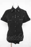 画像1: Ozz Croce / 十字架刺繍半袖ブラウス  黒 Y-26-02-09-106-OO-BL-SZ-ZY (1)
