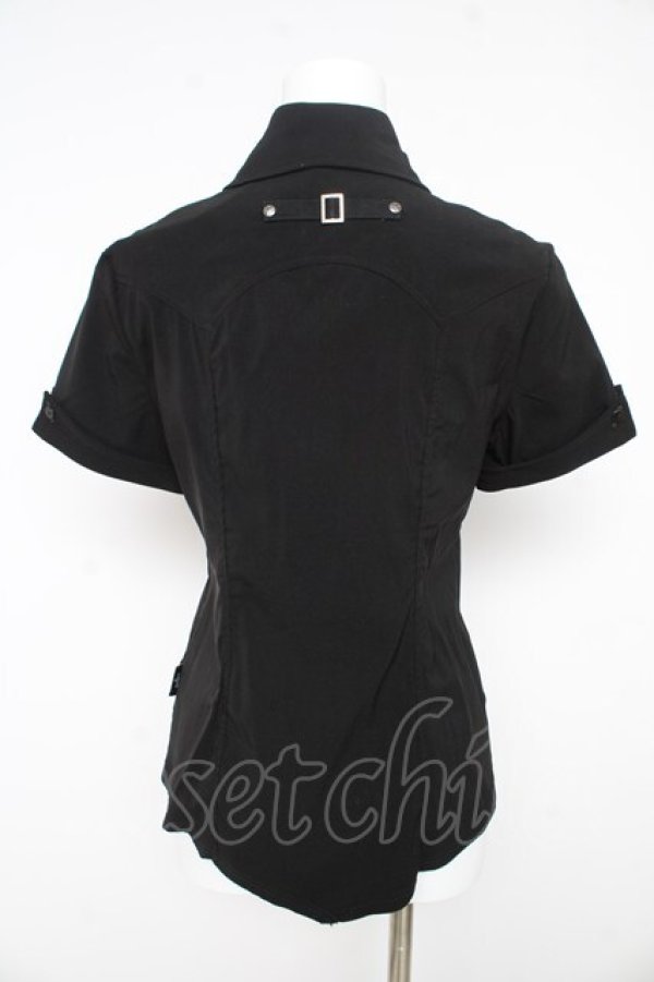 画像2: Ozz Croce / 十字架刺繍半袖ブラウス  黒 Y-26-02-09-106-OO-BL-SZ-ZY (2)