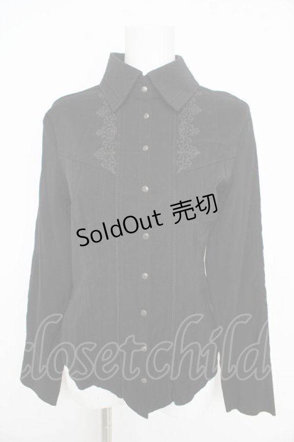 画像1: Ozz oneste / 刺繍入り長袖ブラウス  黒 Y-26-02-09-109-OO-BL-SZ-ZY (1)