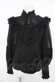 画像1: OZZ ANGELO / ヨークレースフリルブラウス  黒 Y-26-02-09-110-OO-BL-SZ-ZY (1)