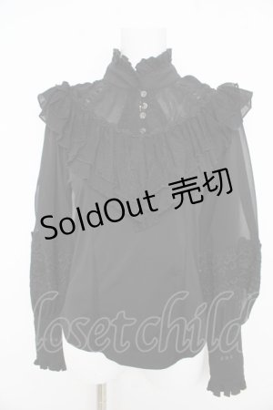 画像: OZZ ANGELO / ヨークレースフリルブラウス  黒 Y-26-02-09-110-OO-BL-SZ-ZY