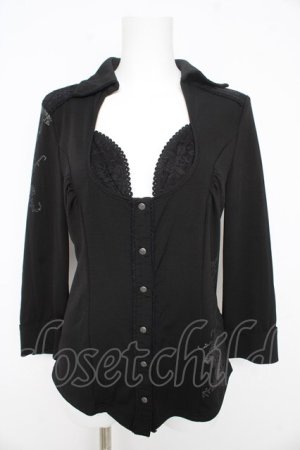画像: Ozz Croce / バックレース切替pt入りブラウス  黒 Y-26-02-09-111-OO-BL-SZ-ZY
