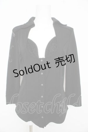 画像: Ozz Croce / バックレース切替pt入りブラウス  黒 Y-26-02-09-111-OO-BL-SZ-ZY