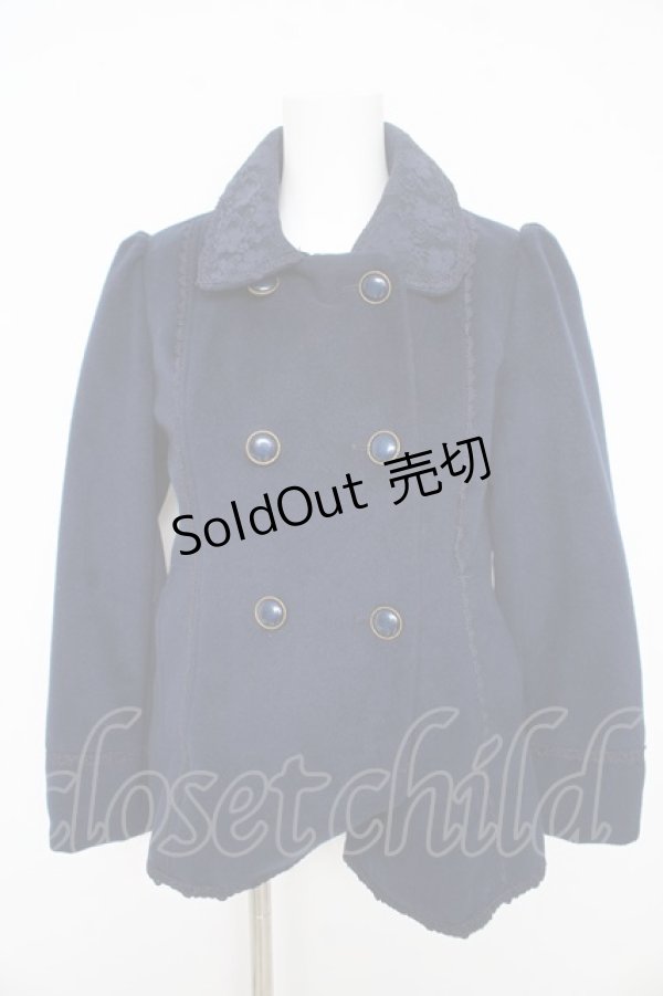 画像1: axes femme / レースカラーショートコート  紺 Y-26-02-09-115-AX-CO-SZ-ZY (1)