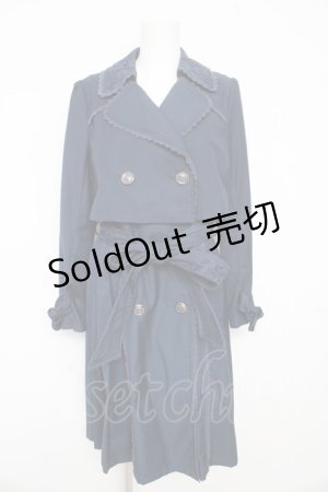 画像: axes femme / レーストリミングプリーツトレンチコート M 紺 Y-26-02-09-116-AX-CO-SZ-ZY