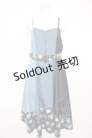 画像: axes femme / パッチワークワンピース  ブルー Y-26-02-09-119-AX-OP-SZ-ZY