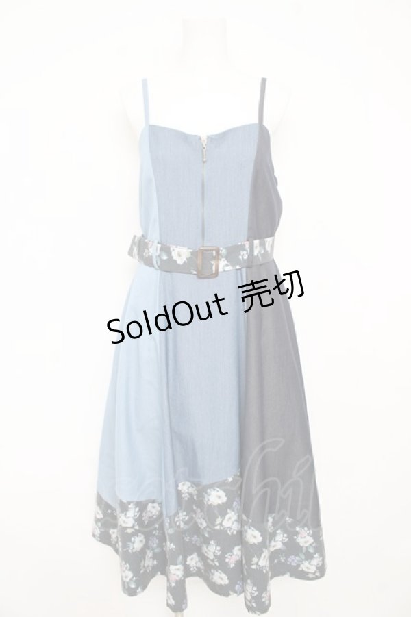 画像1: axes femme / パッチワークワンピース  ブルー Y-26-02-09-119-AX-OP-SZ-ZY (1)