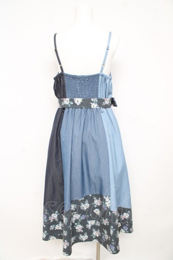 画像2: axes femme / パッチワークワンピース  ブルー Y-26-02-09-119-AX-OP-SZ-ZY (2)