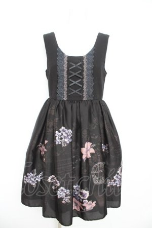 画像: axes femme / 楽譜×鳥かご柄ワンピース M 黒 Y-26-02-09-120-AX-OP-SZ-ZY