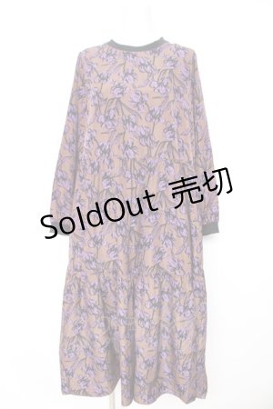 画像: axes femme / 花柄ティアードワンピース  茶×紫 Y-26-02-09-122-AX-OP-SZ-ZI