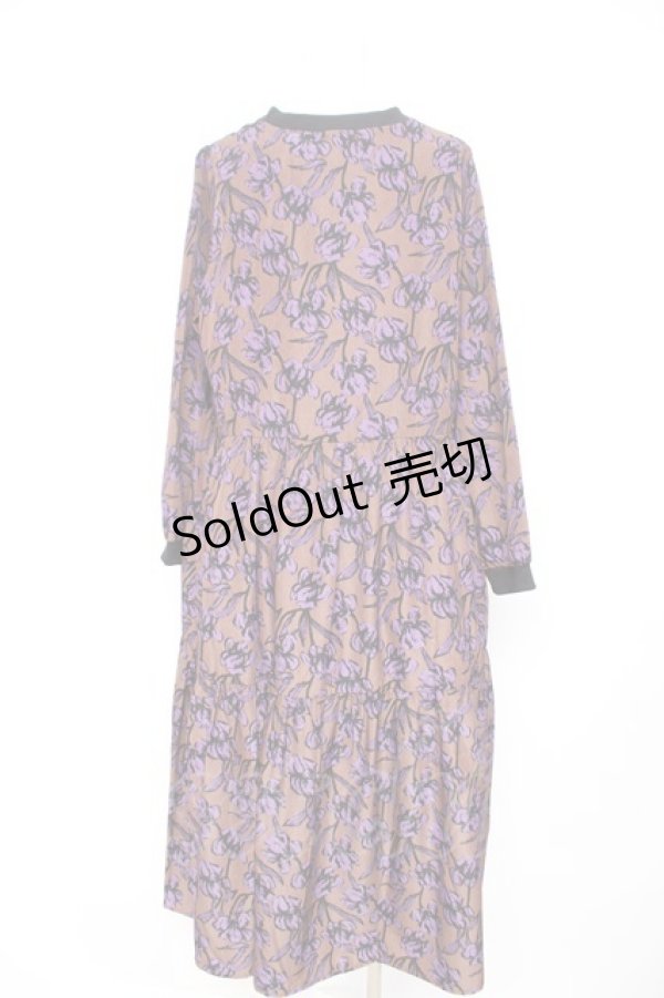 画像2: axes femme / 花柄ティアードワンピース  茶×紫 Y-26-02-09-122-AX-OP-SZ-ZI (2)