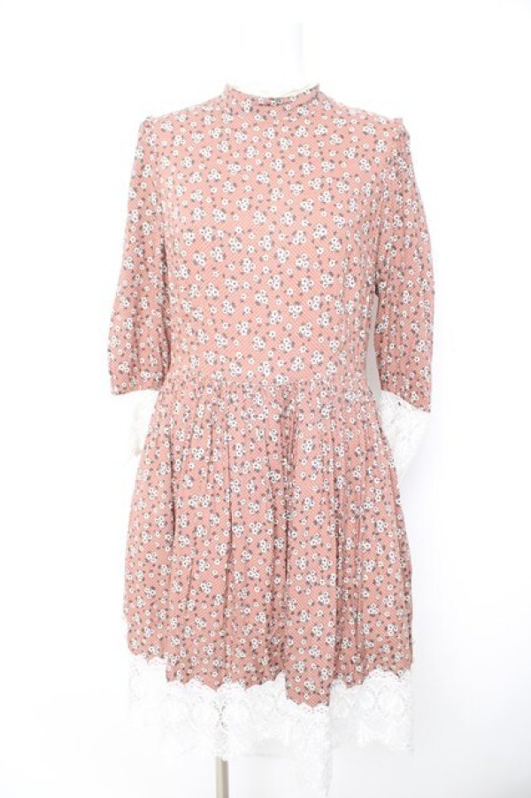 画像1: Favorite / 花柄レトロワンピース  ピンクブラウン Y-26-02-09-124-LO-OP-SZ-ZY (1)
