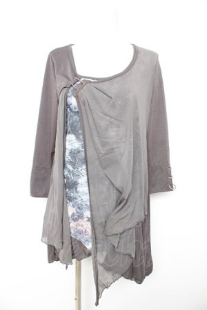 画像: Rozen Kavalier / 柄切替ロングトップス  グレー Y-26-02-09-125-OO-TO-SZ-ZY