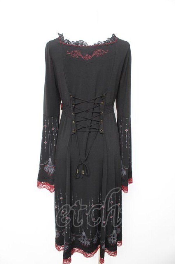 画像2: Ozz Croce / シャンデリアプリントワンピース  黒×赤 Y-26-02-09-126-OO-OP-SZ-ZY (2)