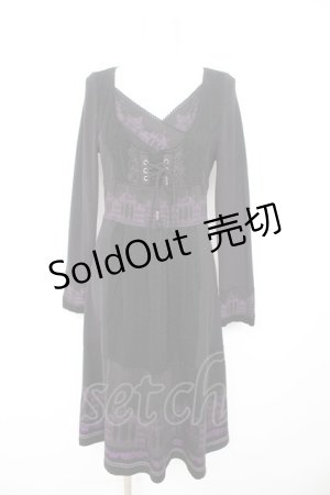 画像: OZZ ANGELO / ゲートptカシュクールワンピース  黒×紫 Y-26-02-09-127-OO-OP-SZ-ZY
