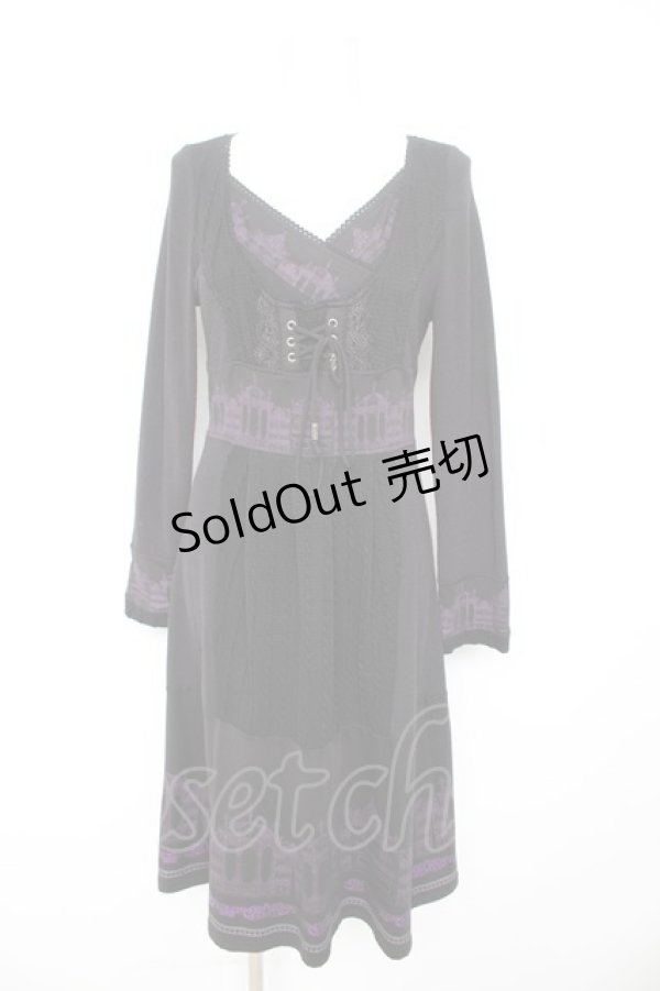 画像1: OZZ ANGELO / ゲートptカシュクールワンピース  黒×紫 Y-26-02-09-127-OO-OP-SZ-ZY (1)