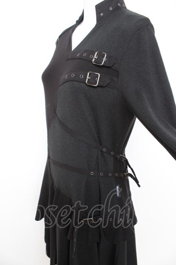 画像3: Ozz Croce / 飾りベルト付きアシメワンピース  黒 Y-26-02-09-129-OO-OP-SZ-ZY (3)