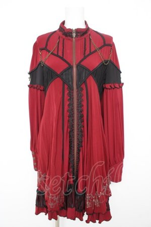 画像: Ozz oneste / 薔薇刺繍チェーン付きワンピース  赤 Y-26-02-09-132-OO-OP-SZ-ZY