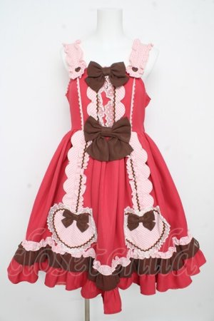 画像: Angelic Pretty / Waffle Heartジャンパースカート  赤 Y-26-02-09-134-AP-OP-SZ-ZY