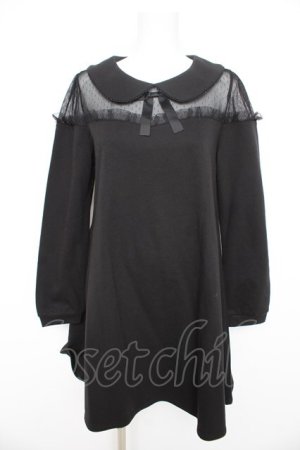 画像: LIZ LISA / ドットチュール切替裏毛ワンピース  黒 Y-26-02-09-138-LO-OP-SZ-ZY