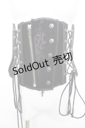 画像: Ozz Croce / ウエスト刺繍ボタンコルセット  黒 Y-26-02-09-141-OO-TO-SZ-ZY
