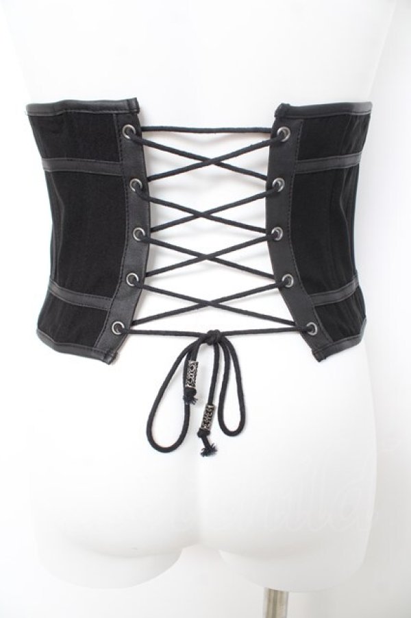 画像2: Ozz Croce / ウエスト刺繍ボタンコルセット  黒 Y-26-02-09-141-OO-TO-SZ-ZY (2)