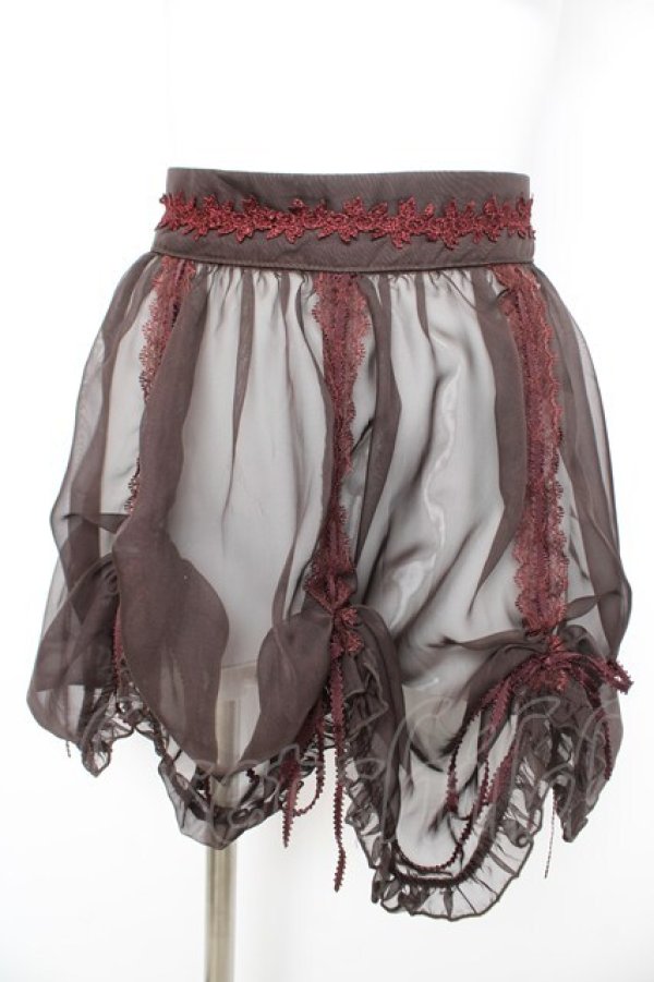 画像1: Ozz oneste / レースシフォンオーバースカート  ブラウン Y-26-02-09-142-OO-SK-SZ-ZY (1)