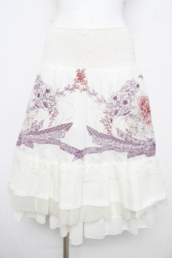 画像1: Ozz oneste / シャーリングリバーシブルスカート  白 Y-26-02-09-143-OO-SK-SZ-ZY (1)