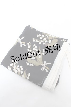 画像: INGEBORG / すずらん柄大判ストール  黒 Y-26-02-09-017-LO-ZA-SZ-ZY