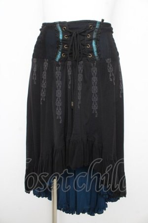 画像: Ozz oneste / リバーシブルフィッシュテールスカート  黒×青 Y-26-02-09-147-OO-SK-SZ-ZY