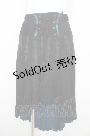画像: Ozz oneste / リバーシブルフィッシュテールスカート  黒×青 Y-26-02-09-147-OO-SK-SZ-ZY