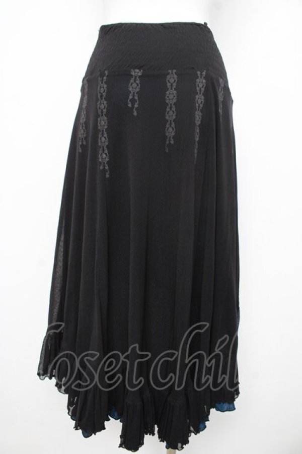 画像2: Ozz oneste / リバーシブルフィッシュテールスカート  黒×青 Y-26-02-09-147-OO-SK-SZ-ZY (2)