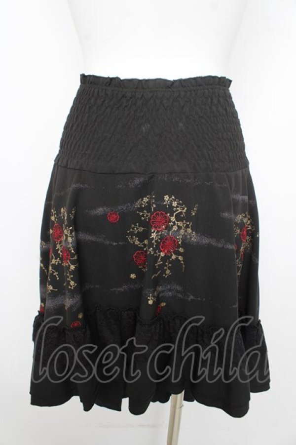 画像2: Ozz oneste / 梅刺繍スカート  黒 Y-26-02-09-148-OO-SK-SZ-ZY (2)