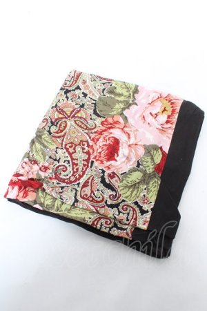 画像: INGEBORG / ペイズリー柄ローズ大判ストール  黒 Y-26-02-09-018-LO-ZA-SZ-ZY